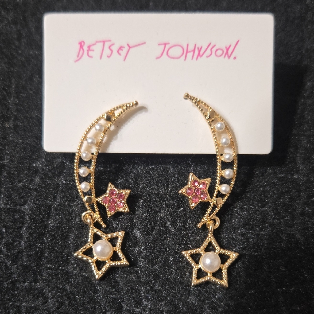 Betsey Johnson Moon & Star  Earrings NWT